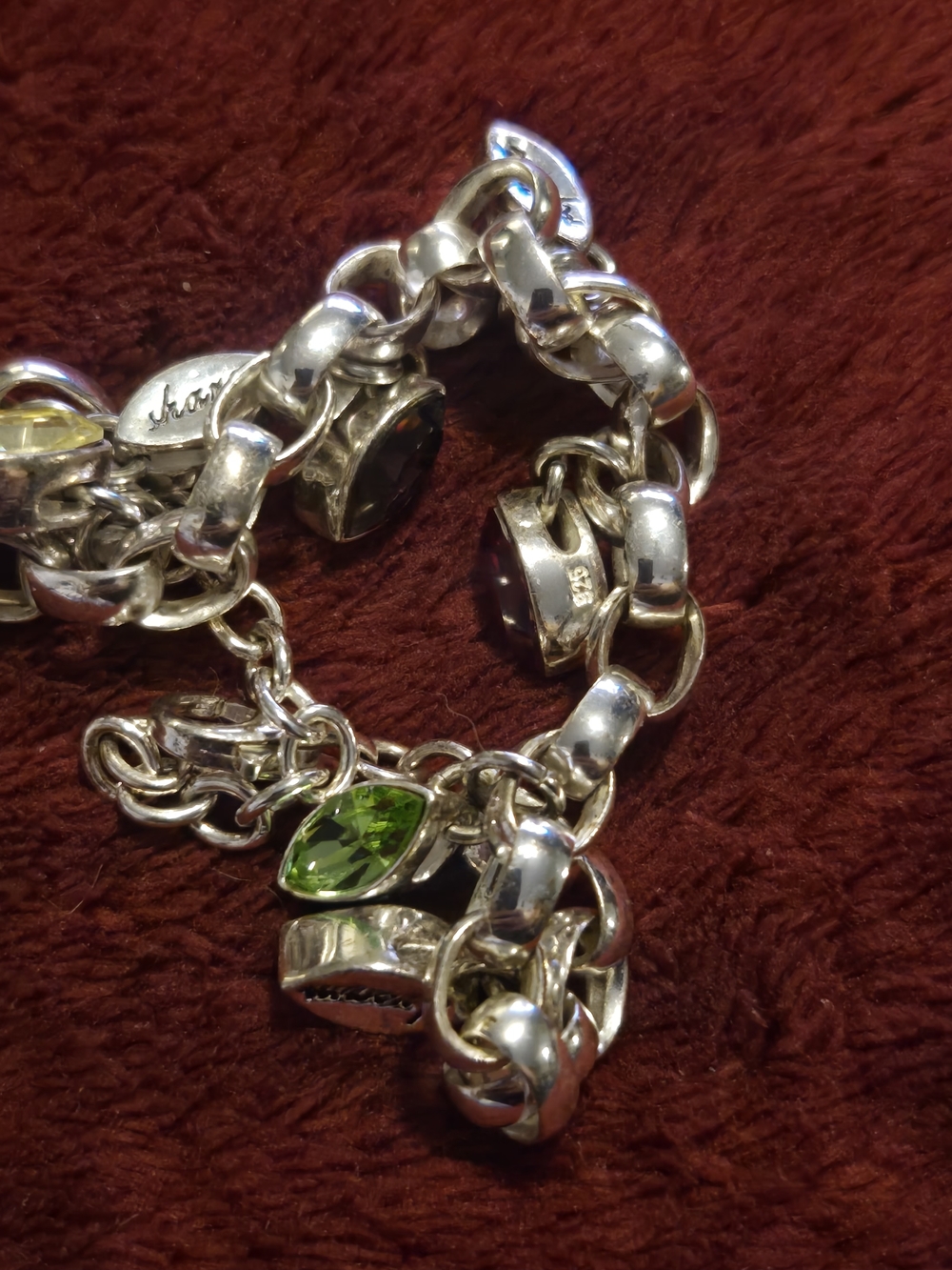 925 Silver Multi-Color Gemstone Charm Bracelet - Women Jewelry - Picture 9 of 14